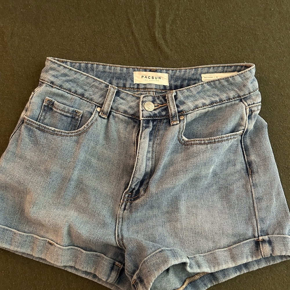 PacSun Blue mom Jean Shorts with Cuffed Hem